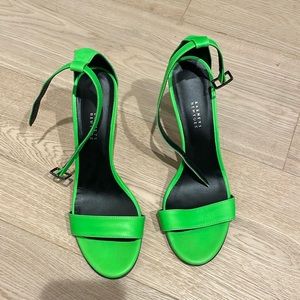 Barney’s New York Leather Green Strappy Heels